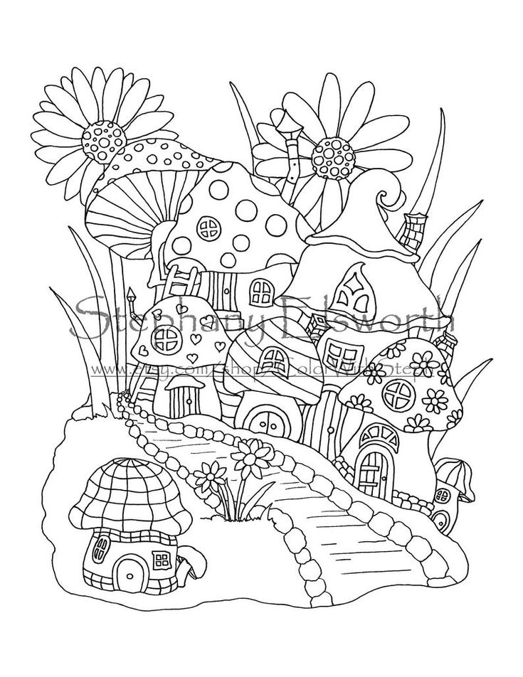 Fairy mushroom village printable instant download download now