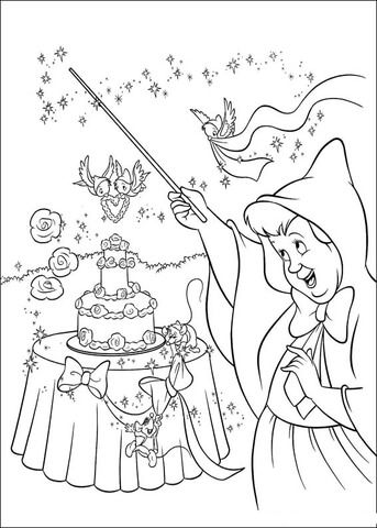 The fairy makes a wedding cake coloring page cinderella coloring pages fairy coloring pages cartoon coloring pages