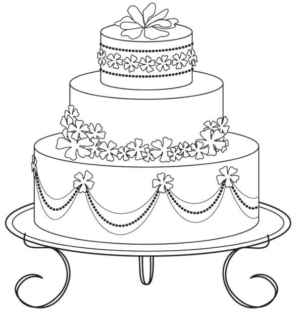 Free sweet wedding cake coloring pages printable pdf