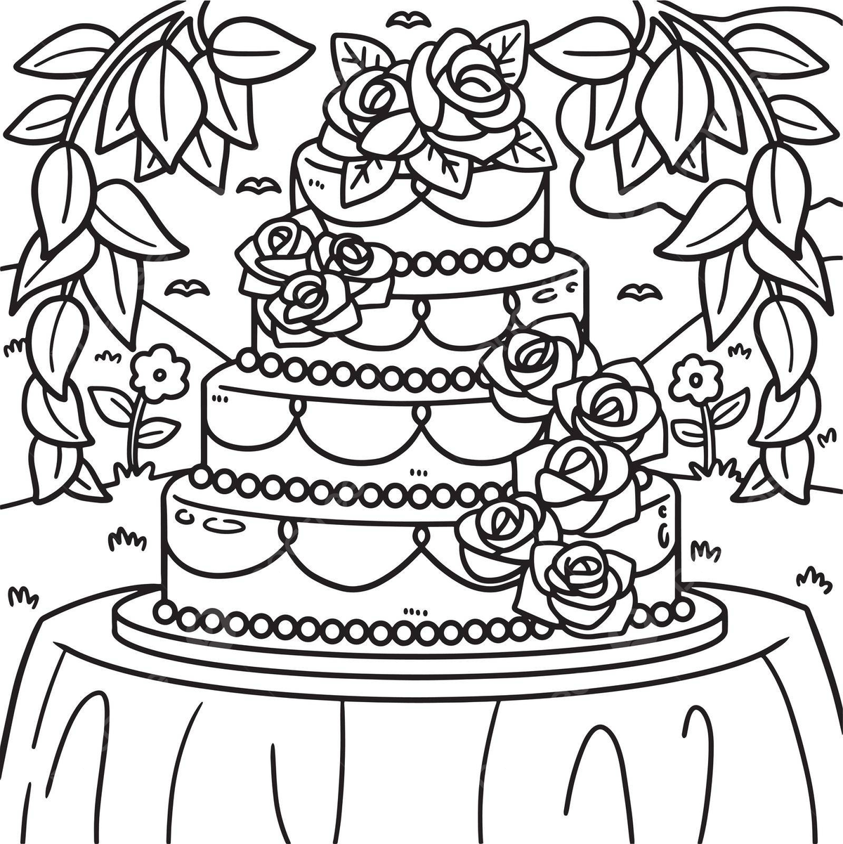 Cake coloring page png vector psd and clipart with transparent background for free download