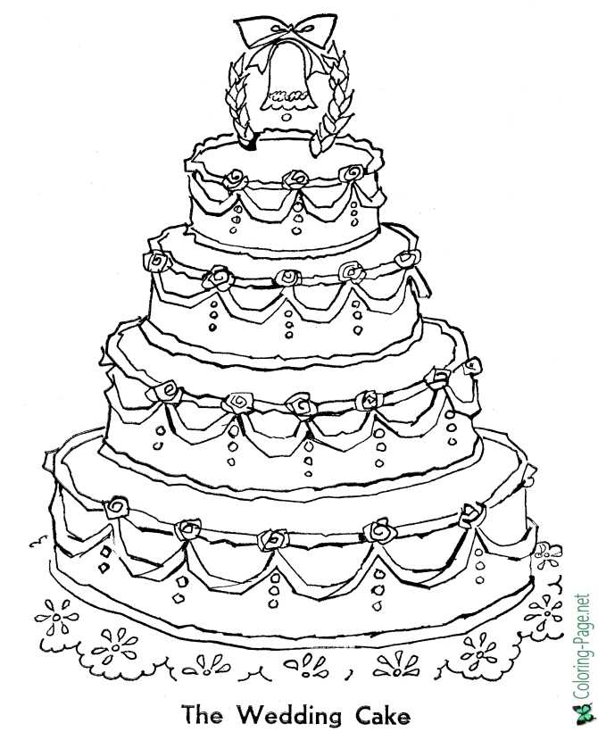 Wedding cake coloring page