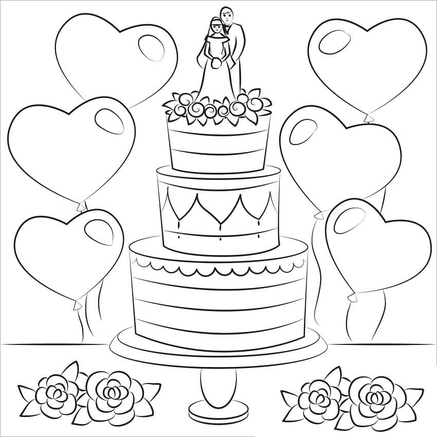 Wedding cake coloring pages