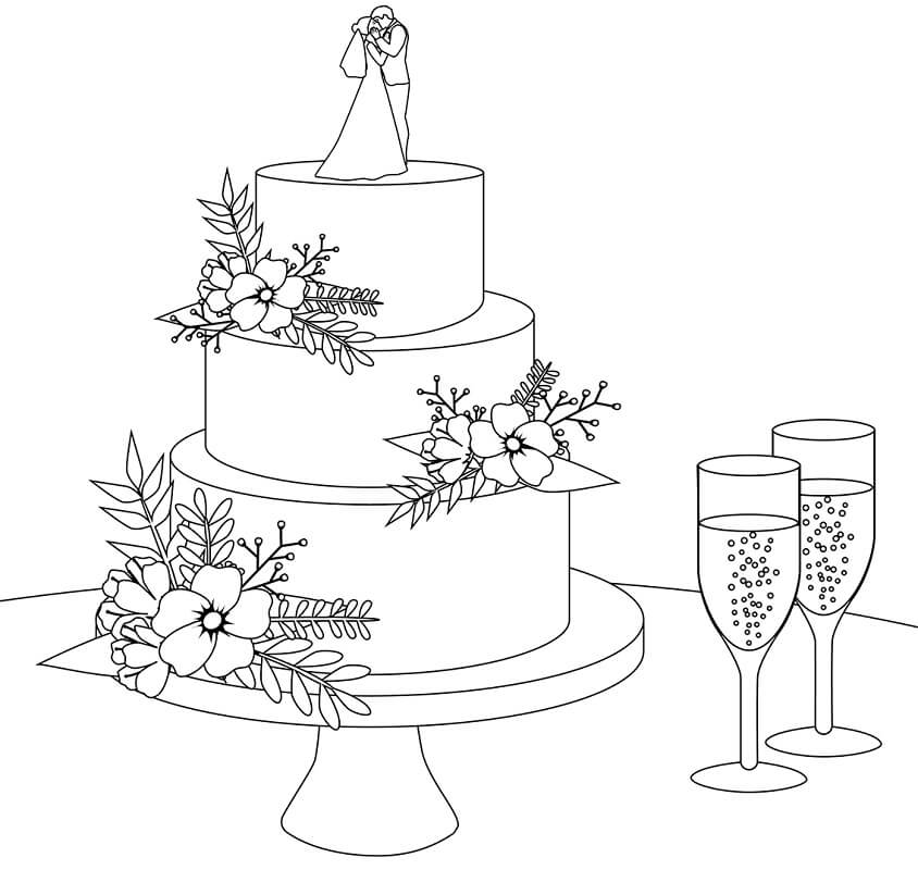 Wedding cake coloring pages