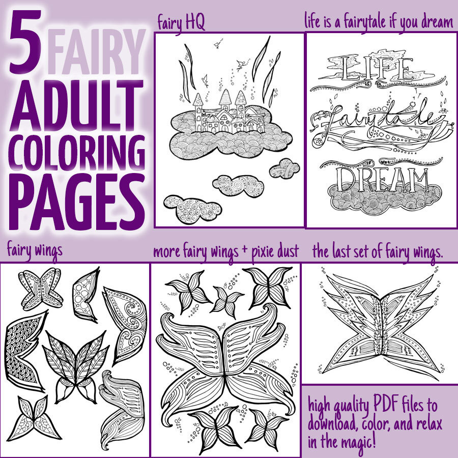 Fairy wings n things coloring pages for adults