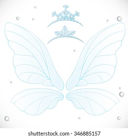 Fairy blue winter wings tiaras bundled stock vector royalty free