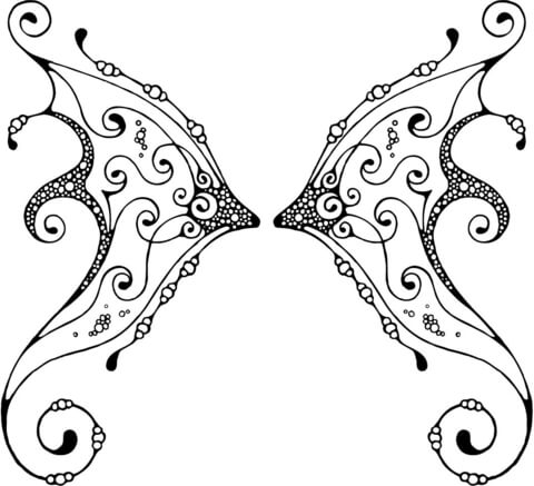 Fairy wing with pattern coloring page free printable coloring pages