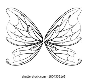 Decorative wings fantasy butterfly fairy black stock illustration