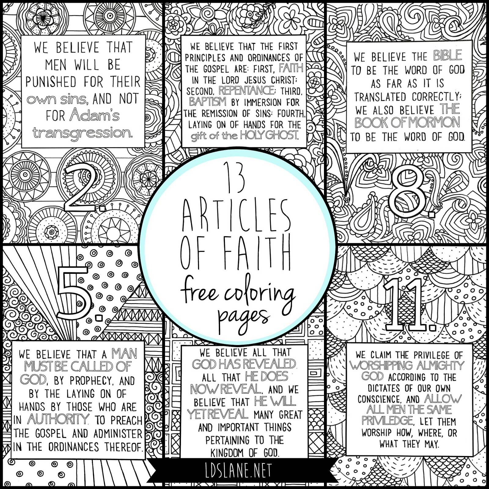 Articles of faith coloring pages