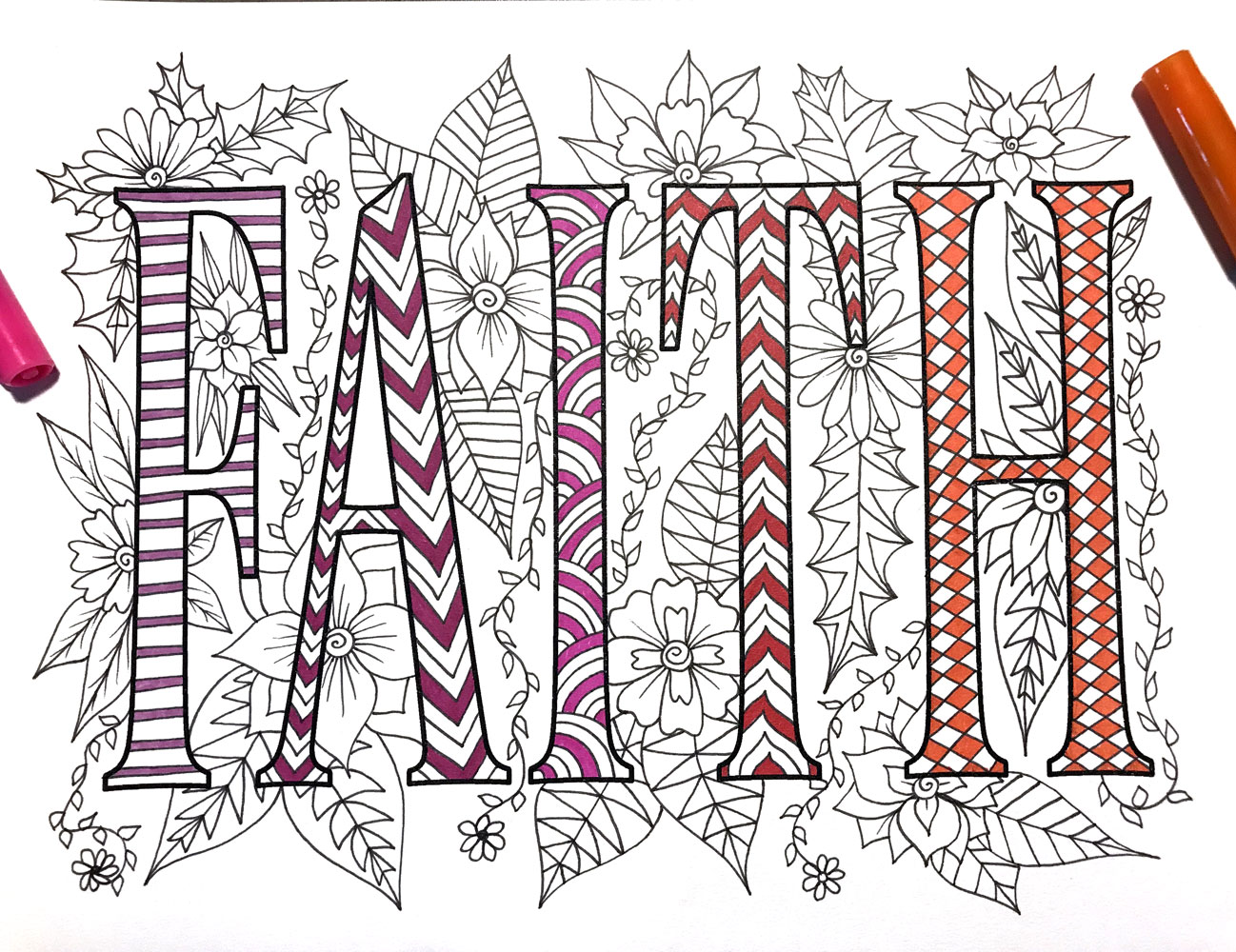 Faith â pdf zentangle coloring page â scribble stitch