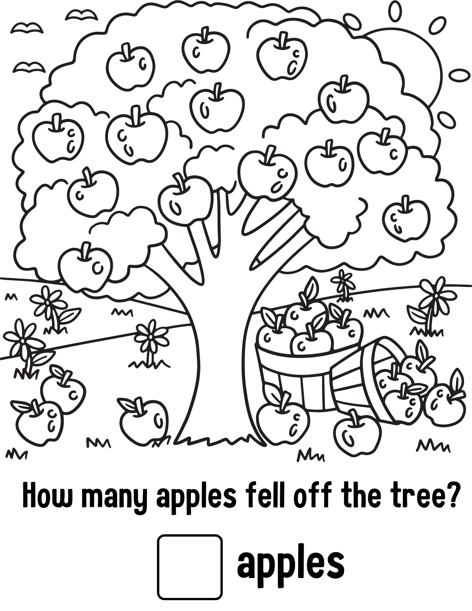 Free apple coloring pages and activities for kids