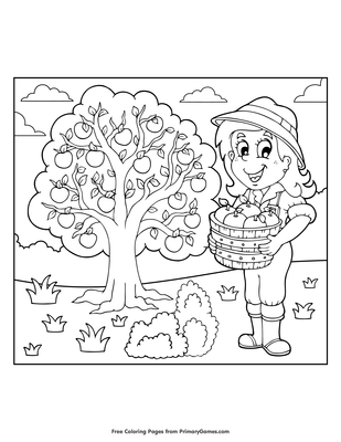 Picking apples coloring page â free printable pdf from