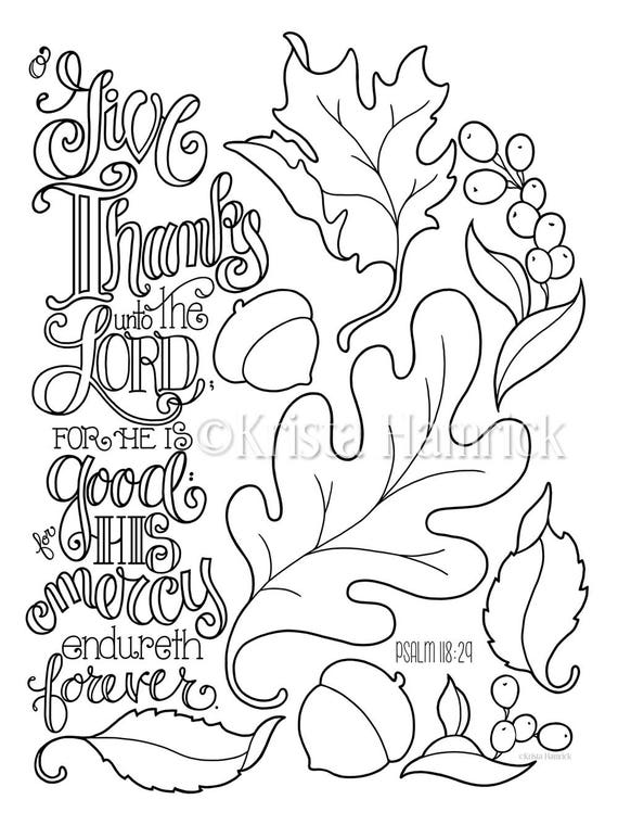 Give thanks autumn leaves coloring page x bible journaling tip