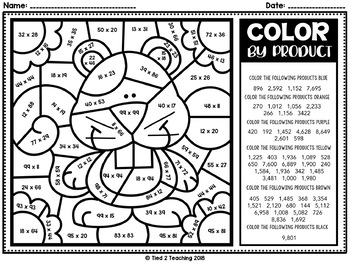 Fall coloring pages multiplication color by number by tied teaching