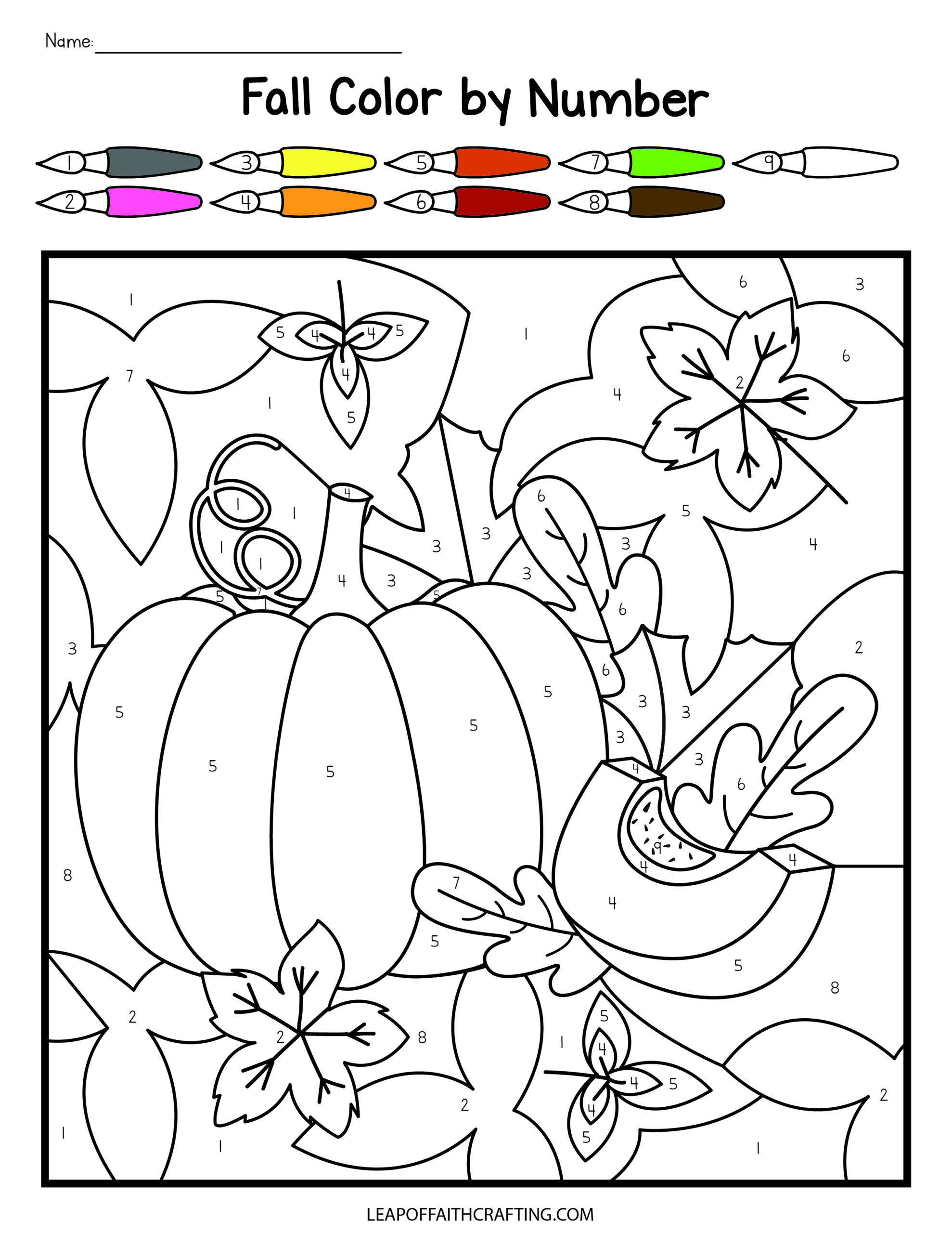 Free fall color by number printables sheets fall coloring pages fall coloring sheets kindergarten coloring pages