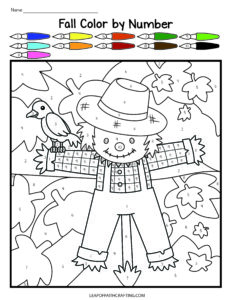 Free fall color by number printables sheets