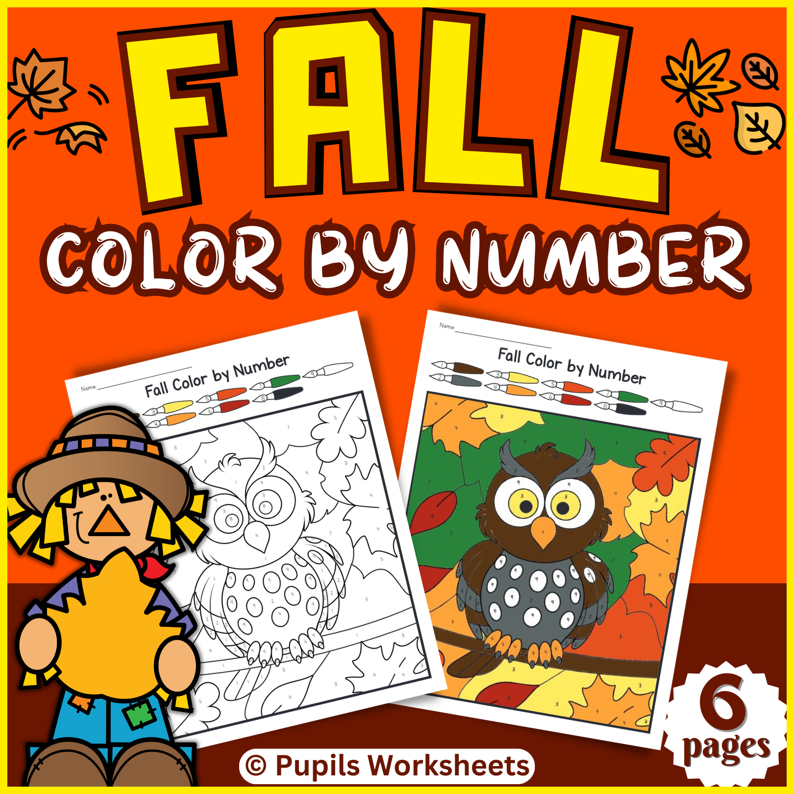 Fall math color by number worksheets