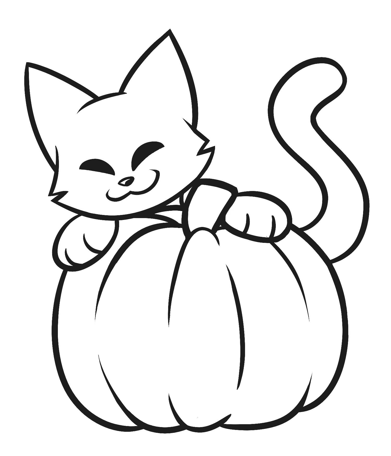 Coloring page cat on a pumkin by capnkerfufflez on