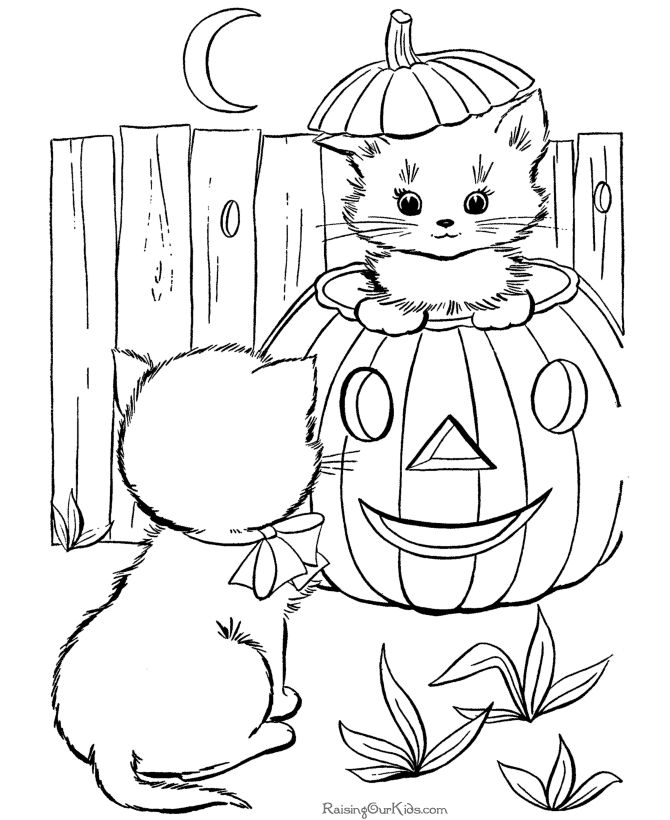 Free halloween cats coloring pages