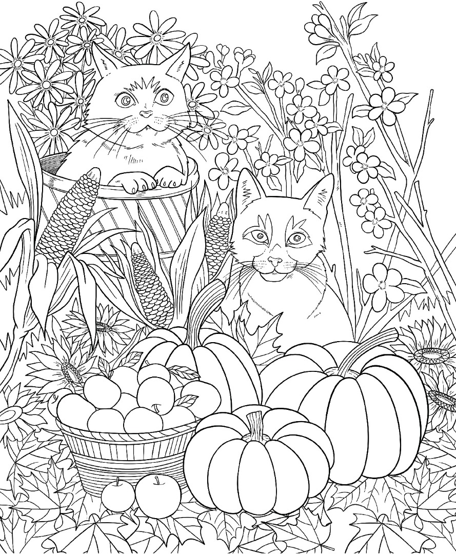 Freebie friday autumn cats adult coloring book