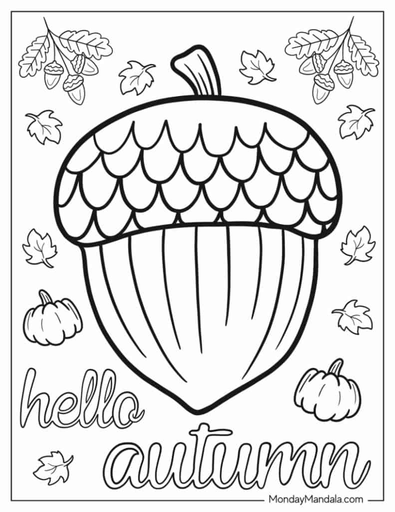 Autumn fall coloring pages free pdf printables