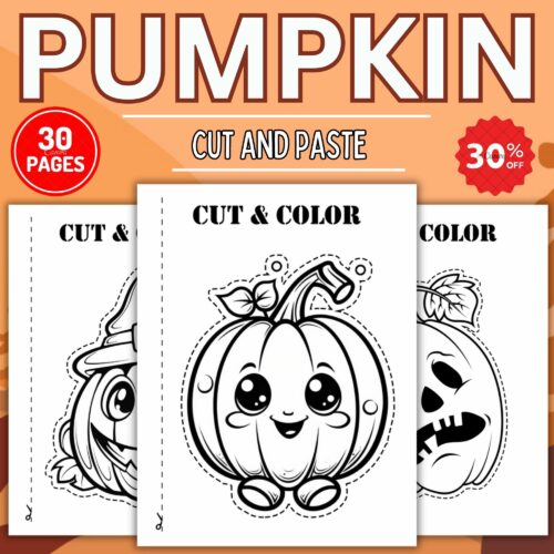 Autumn pumpkin cut paste coloring pages