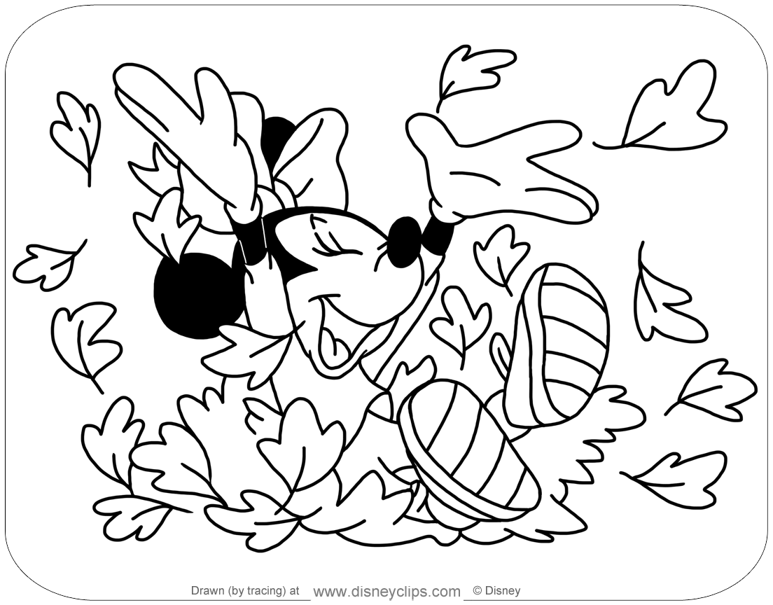 Minnie mouse fall winter coloring pages