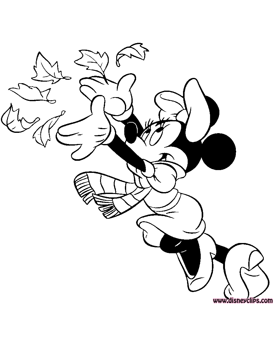 Minnie mouse fall winter coloring pages