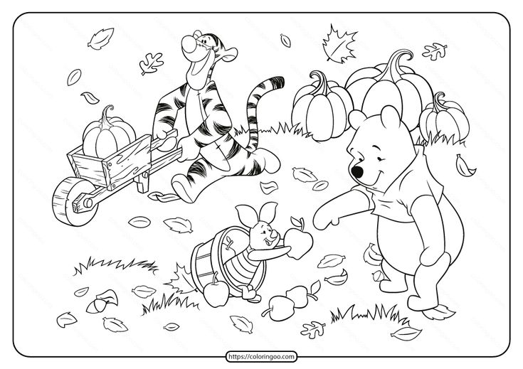 Winnie the pooh and friends fall coloring page pãginas para colorear disney pãginas para colorear lindas pãginas para colorear