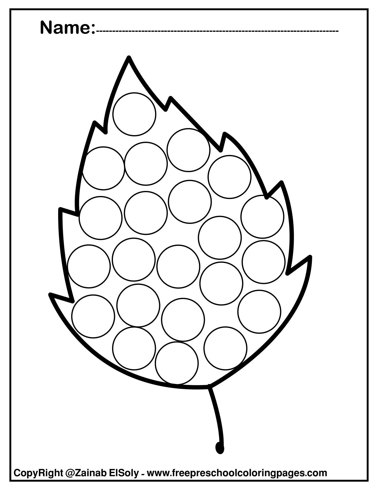 Free autumn leaves fall do a dot marker coloring pages free printable preschool coloring pages for toddler preschooâ dot markers dot marker activities do a dot