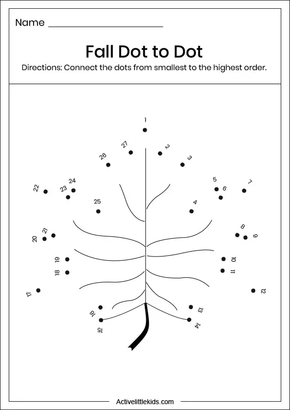 Fall dot to dot printables