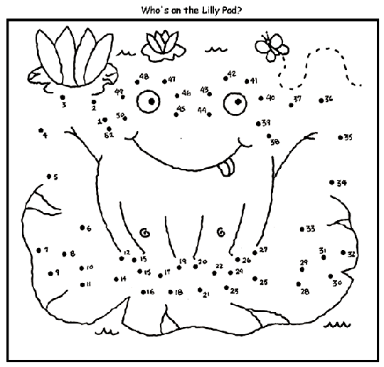 Frog dot to dot coloring page