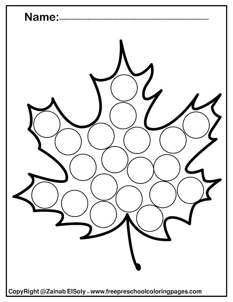 Free autumn leaves dot markers coloring pages rfreecoloringforkids