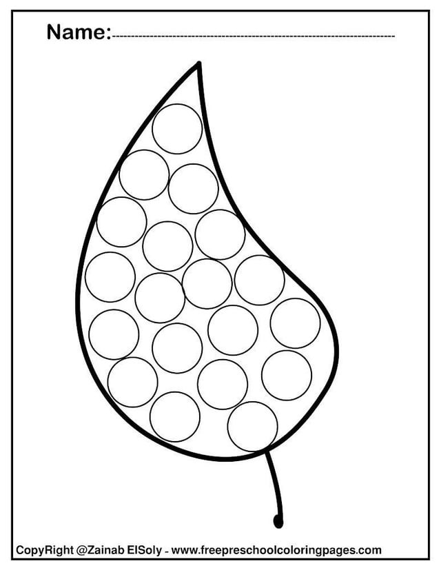 Free autumn leaves dot markers coloring pages rfreecoloringforkids