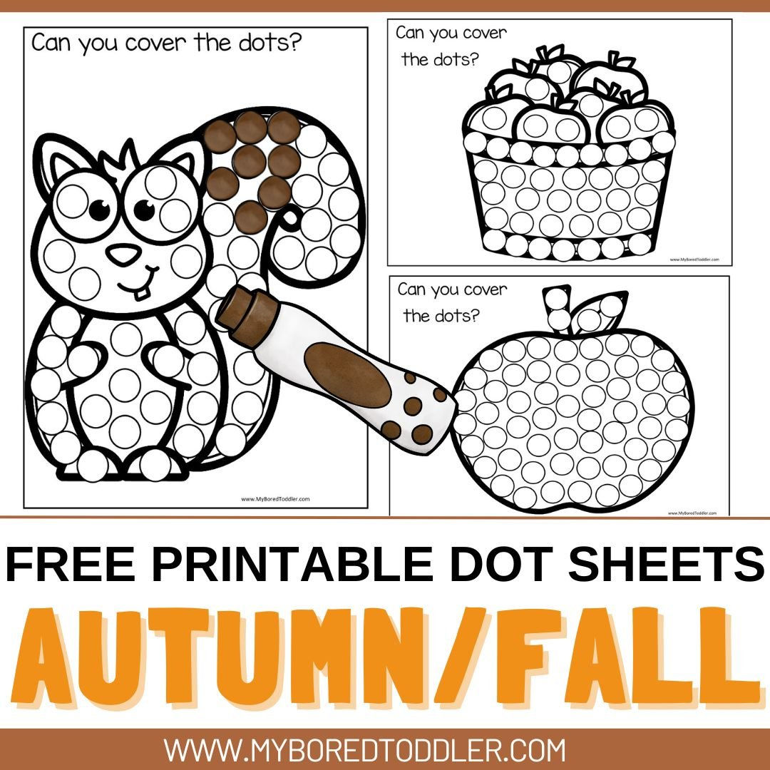 Free printable autumn fall dot sheets for toddlers