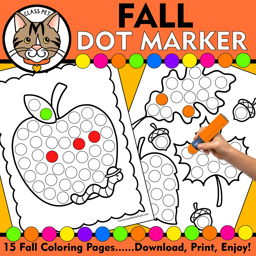 Fall dot marker coloring pages fall do a dot printable fall fine motor coloring pages made by teachers