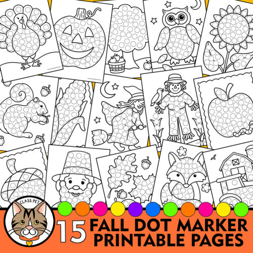 Fall dot marker coloring pages fall do a dot printable fall fine motor coloring pages made by teachers