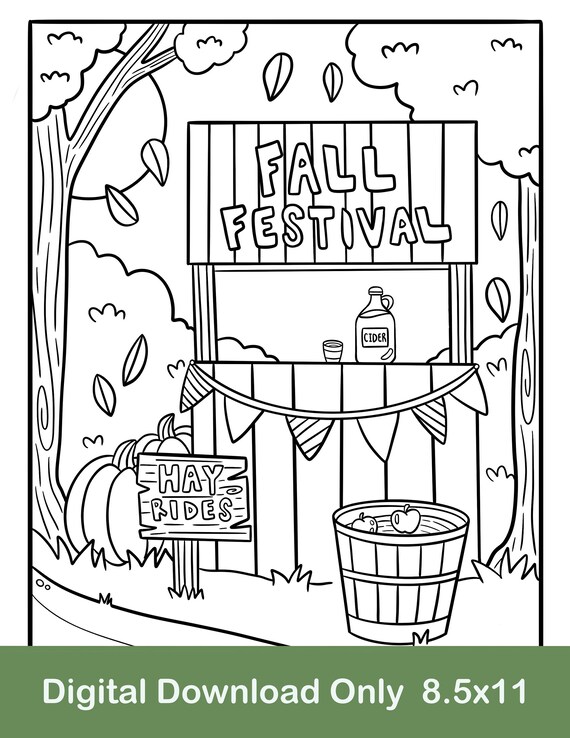 Fall festival coloring page autumn coloring page pumpkin coloring page fall coloring page digital download