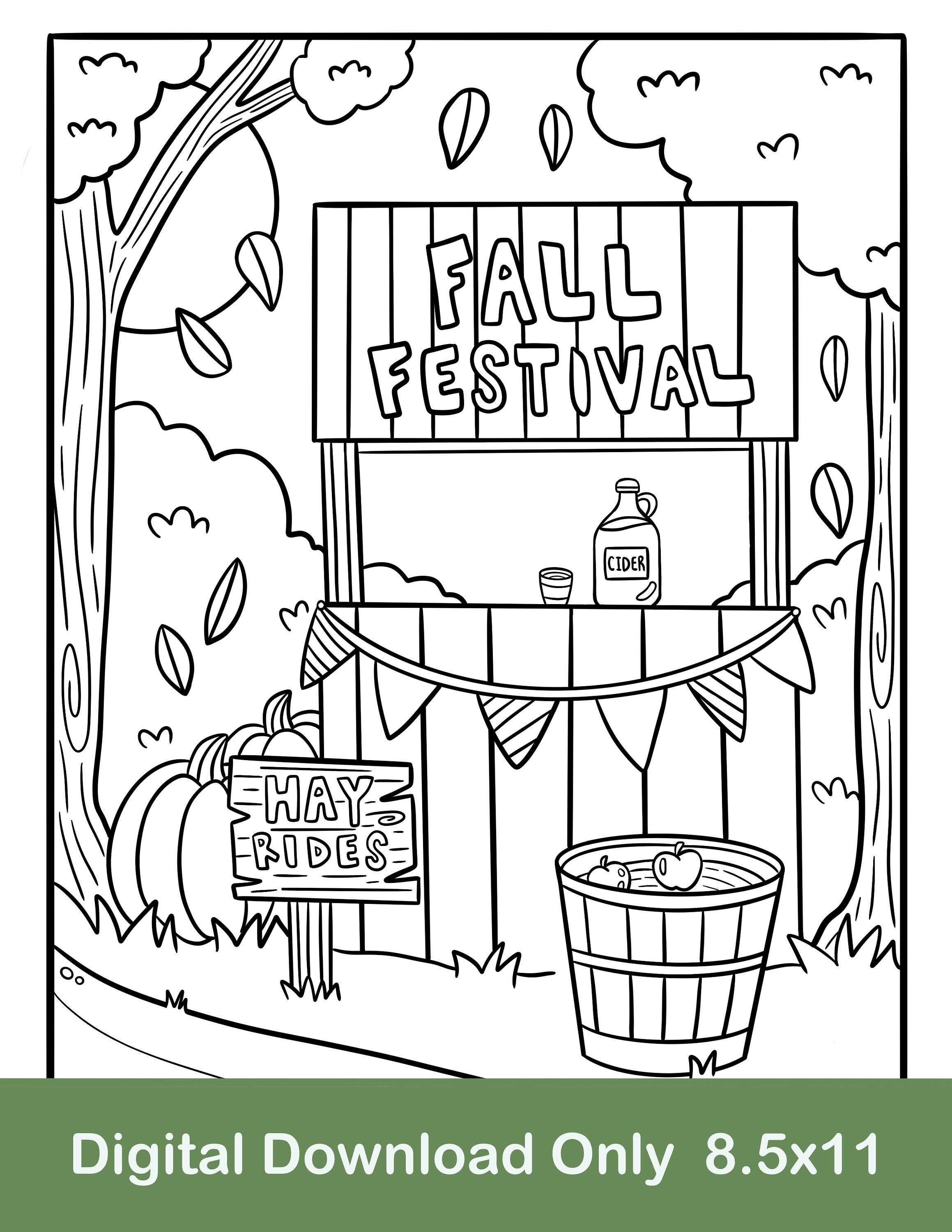 Fall festival coloring page autumn coloring page pumpkin