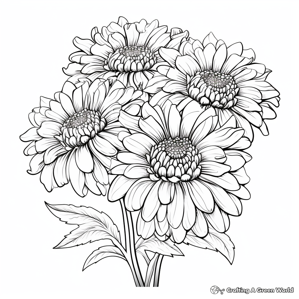 Fall flowers coloring pages