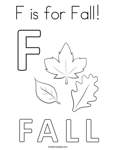 F is for fall coloring page