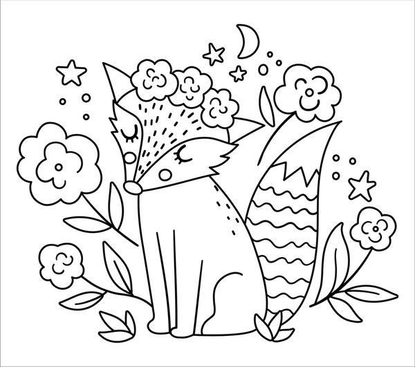 Thousand coloring pages fox royalty