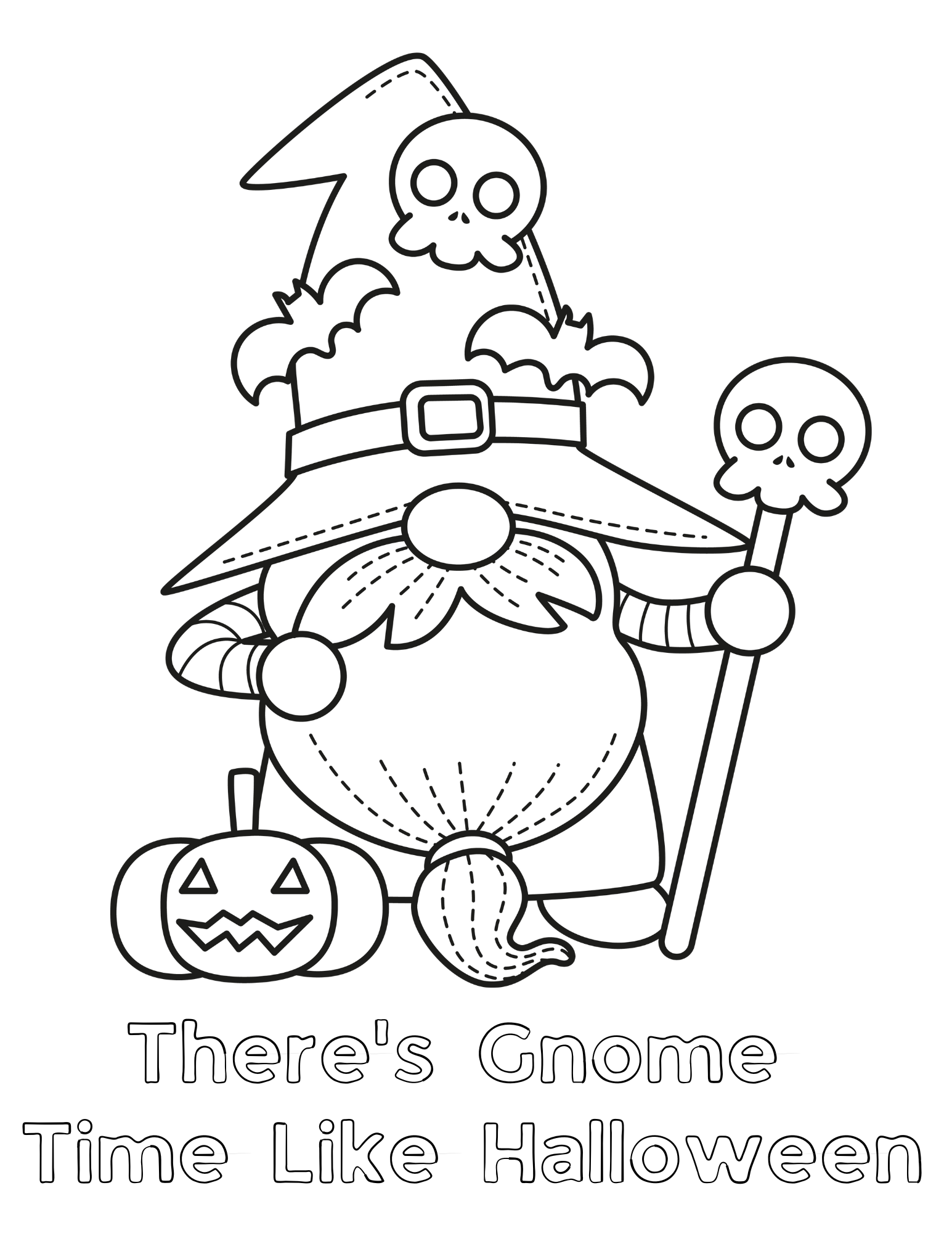 Haunted halloween gnomes coloring pages