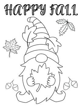 Fall thanksgiving gnomes coloring pages by saly easy teaching tpt