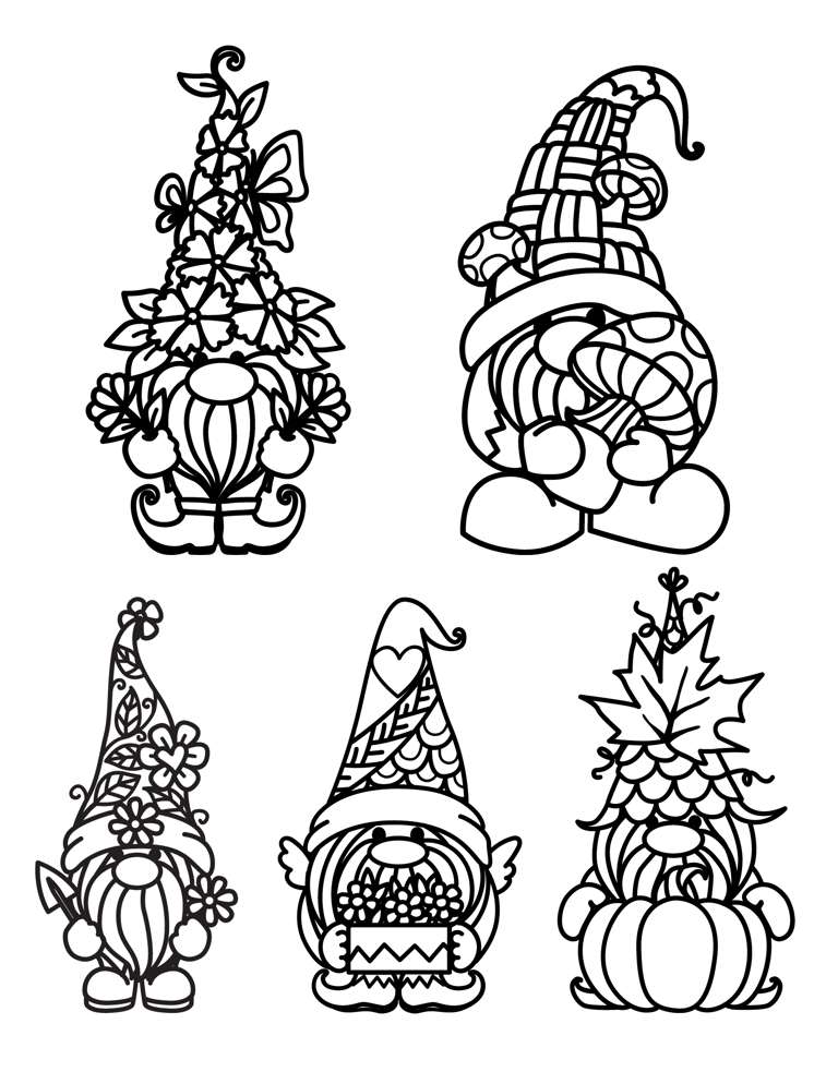 Free printable fall gnomes coloring pages