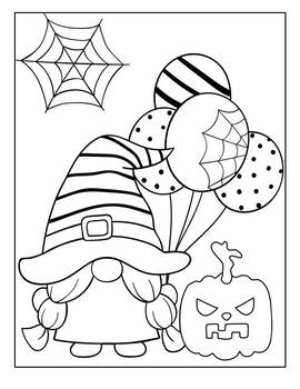 Halloween gnomes coloring pages by saly easy teaching tpt