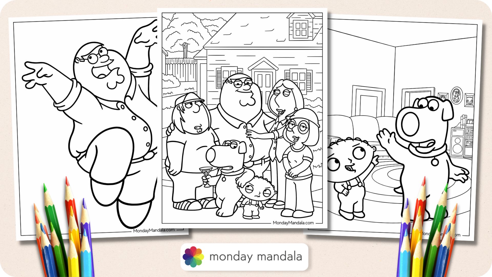 Family guy coloring pages free pdf printables