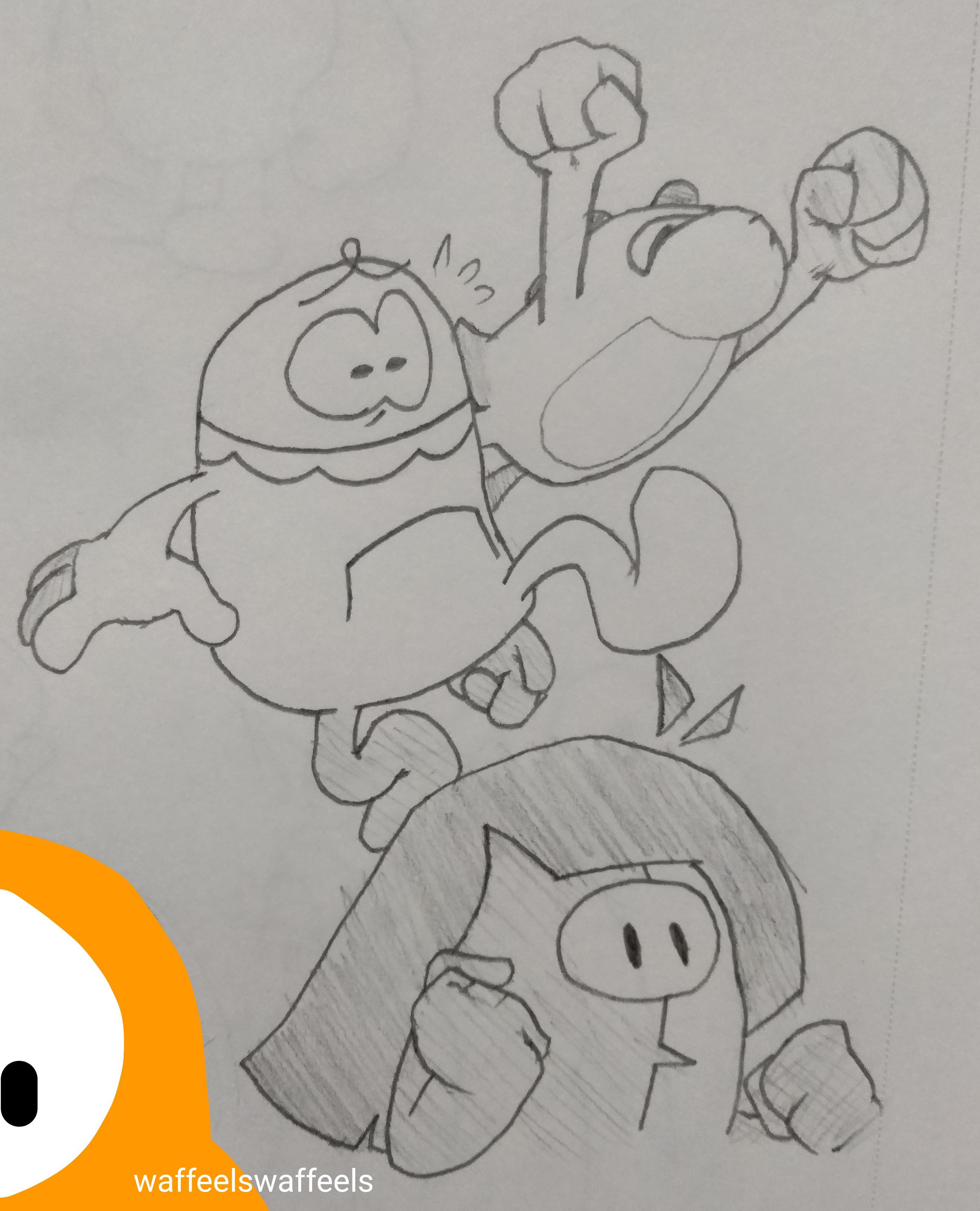 Me fruit and draco were doing epic fall guys yesterday so i made a little doodle orange fall guy is there to hide something else i was drawing ð rpikminposting