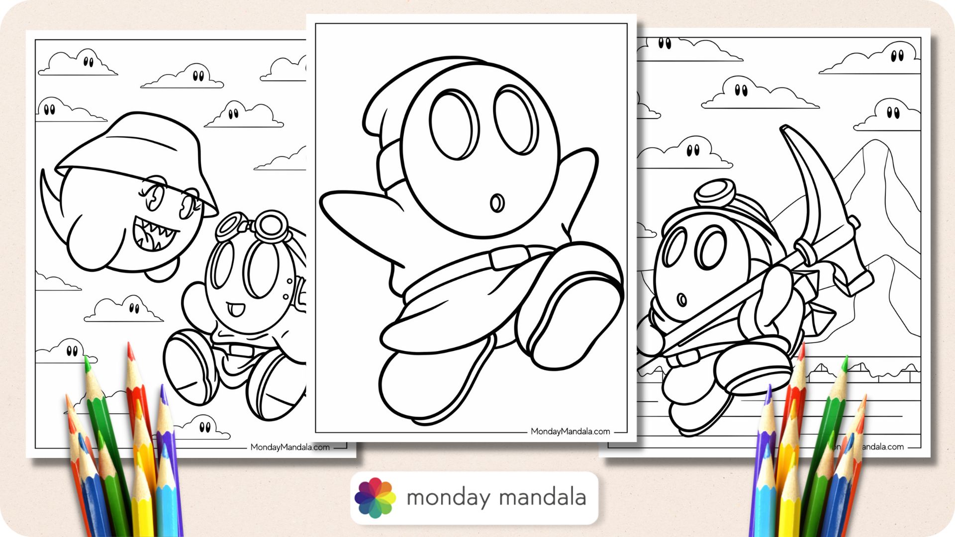 Shy guy coloring pages free pdf printables