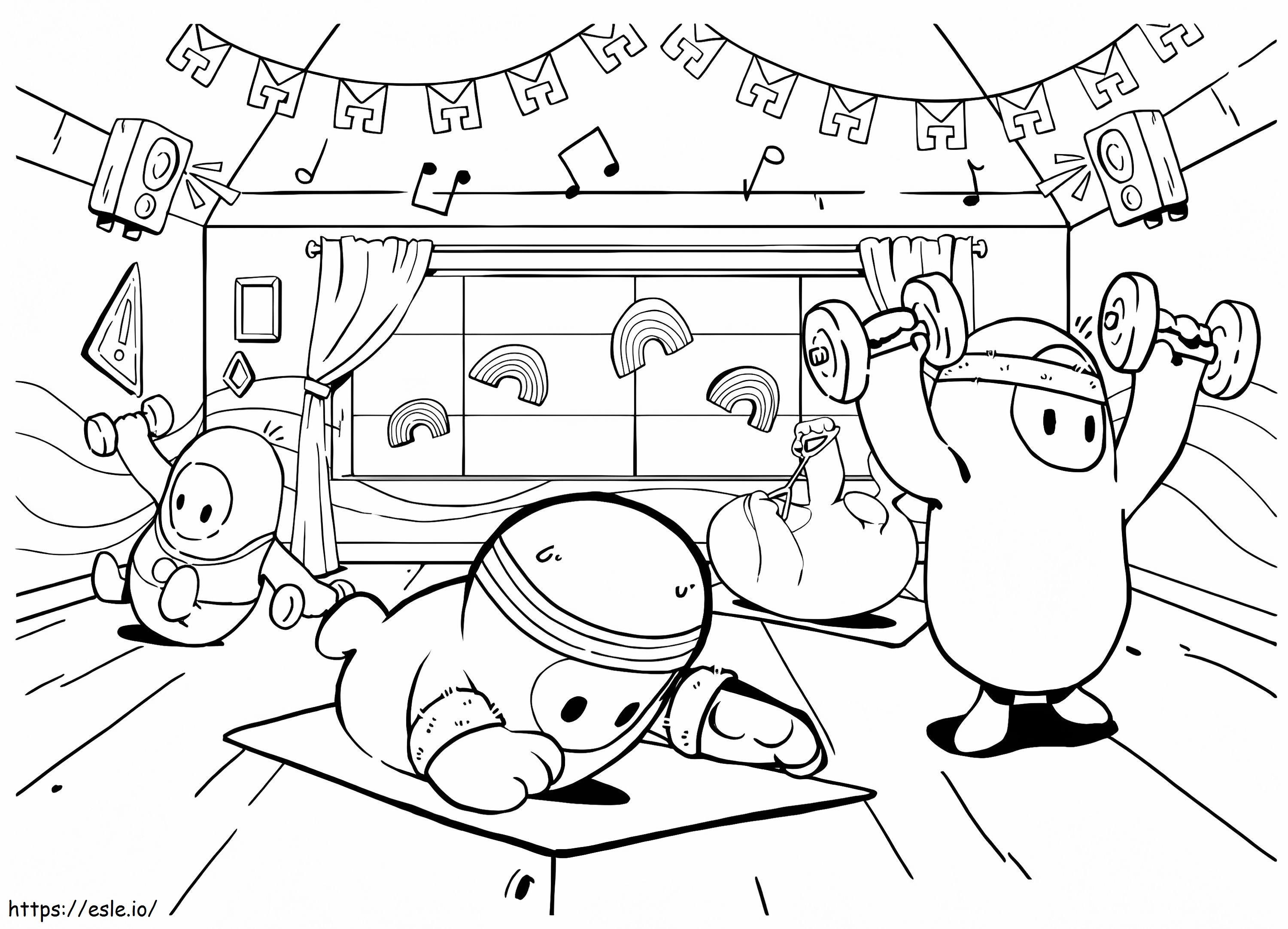 Characters in fall guys coloring page