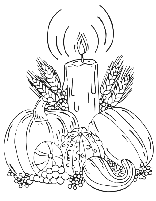 Autumn coloring page fall harvest vegetables
